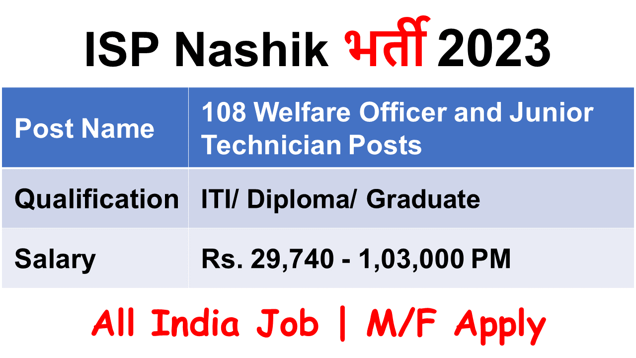 ISP Nashik Recruitment 2023