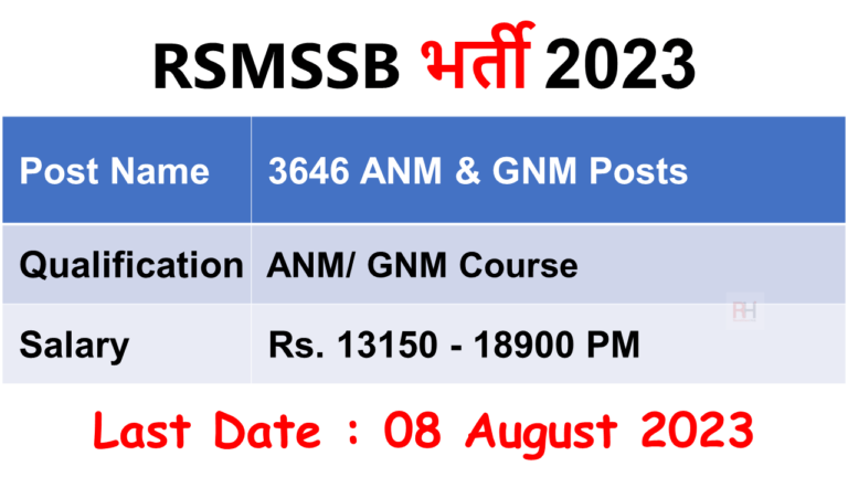 Rajasthan ANM Recruitment 2023